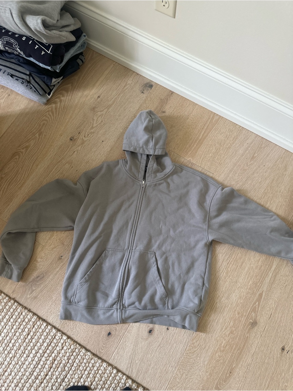 Gray Zip-Up Hoodie Sweater